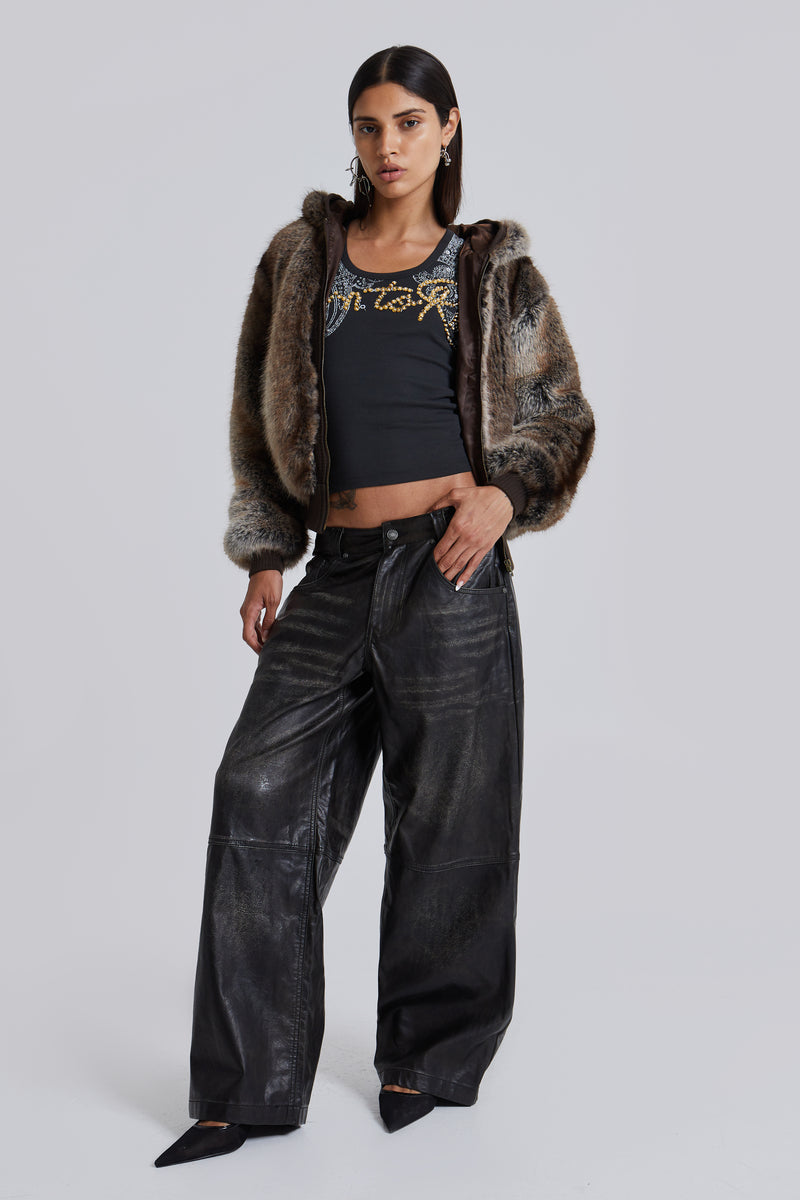 Bear Faux Fur Hooded Jacket