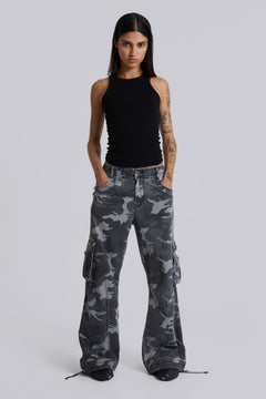 Washed Black Trooper Camo Cargo Pant - W26 / Camo