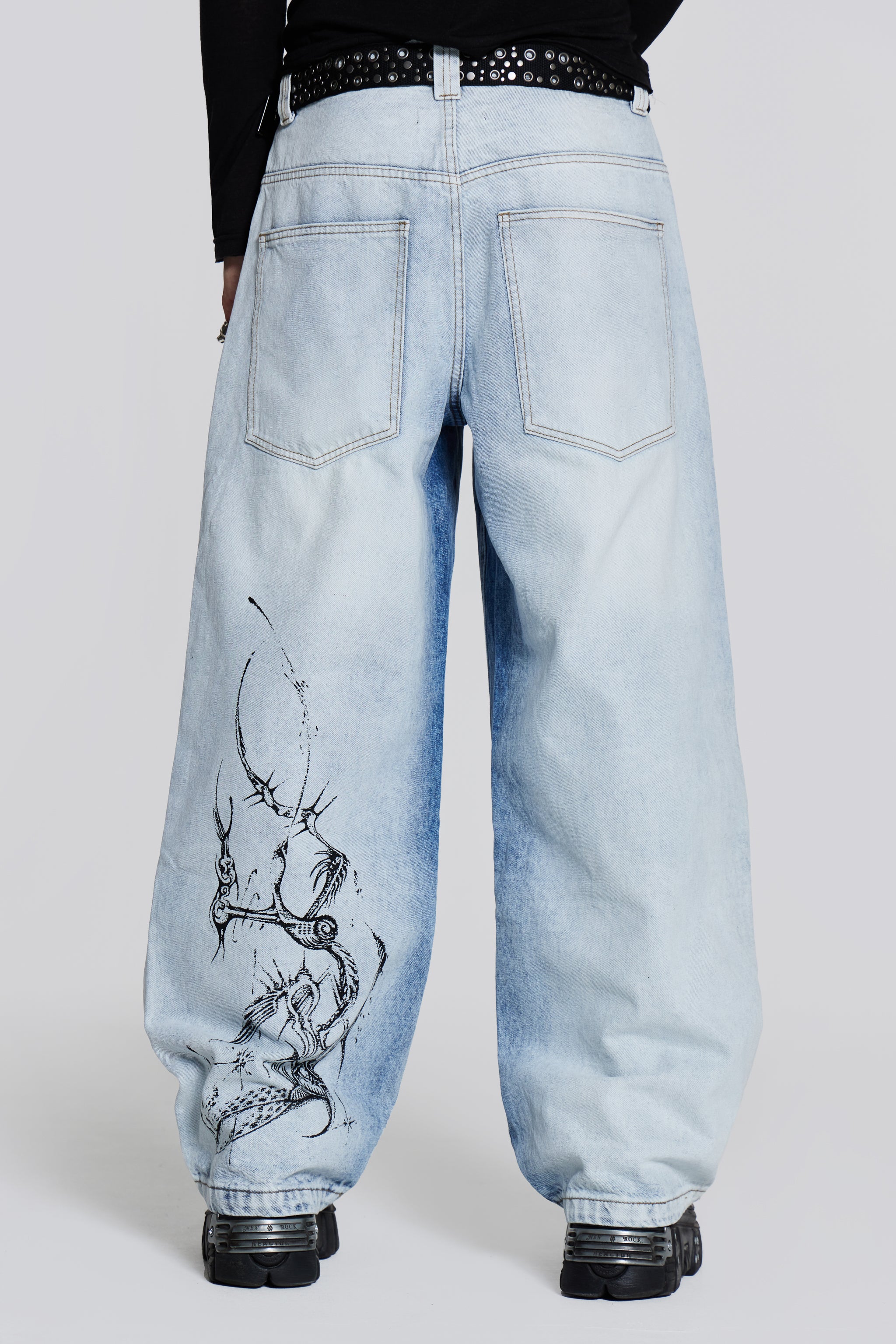 Shop Blue Decal Colossus Jeans | Jaded London | Clothing