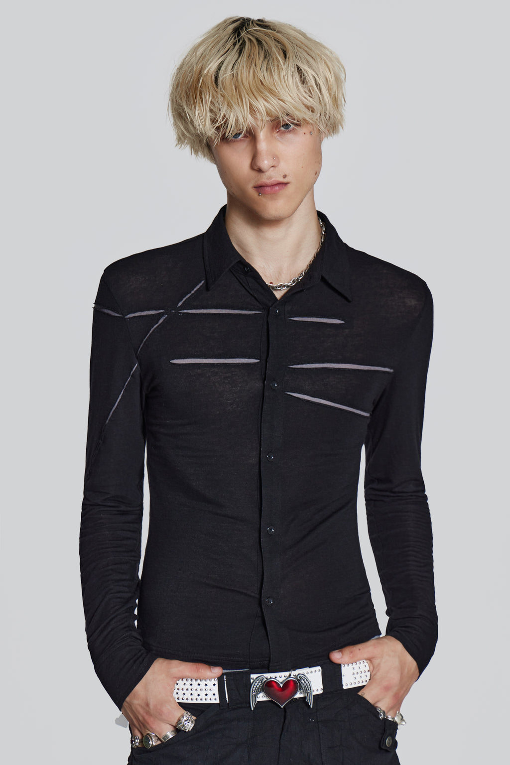 Black Jersey Cut & Sew Long Sleeve Shirt | Jaded London