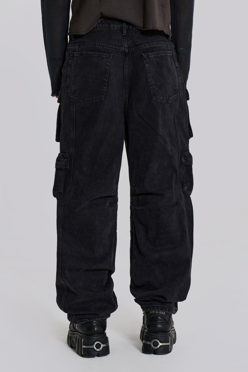Black Cargo Relaxed Fit Jeans | Jaded London