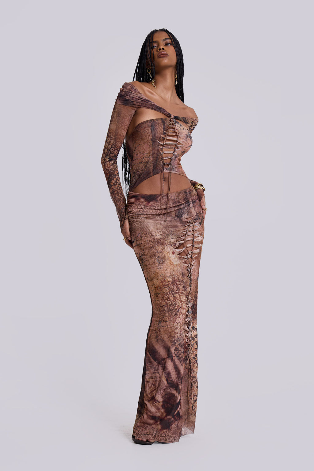 Shop Dahna Macrame Mesh Maxi Dress | Jaded London Shop Dahna Macrame Mesh Maxi Dress | Jaded London