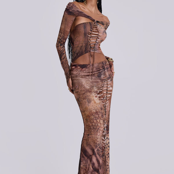 Shop Dahna Macrame Mesh Maxi Dress | Jaded London