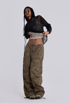Forest Camo Parachute Pants - M / Green