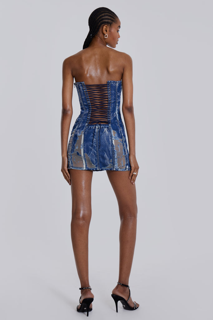 Shop Zion Denim Corset Mini Dress | Jaded London