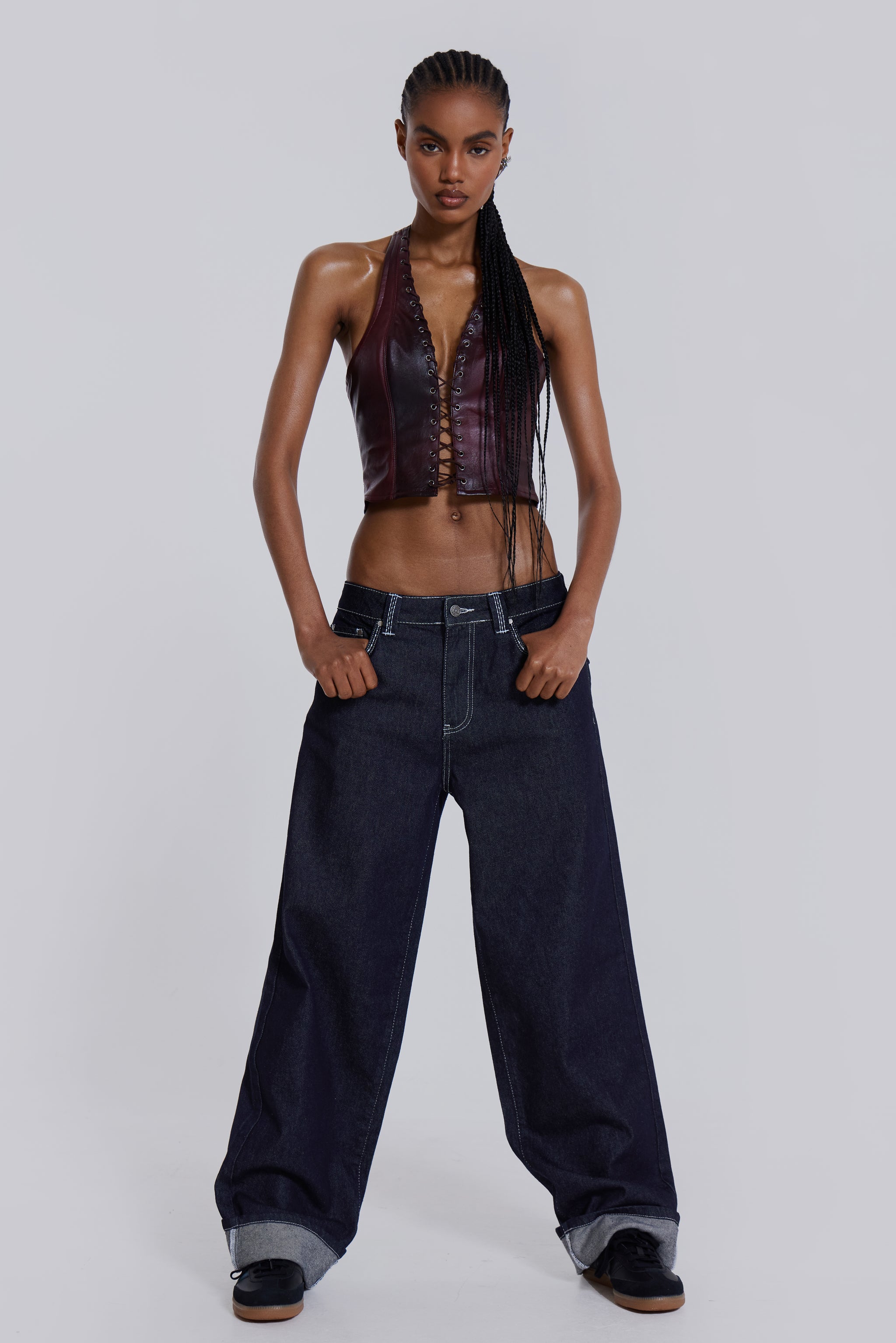 Sonic Embroidered Baggy Jeans In Indigo