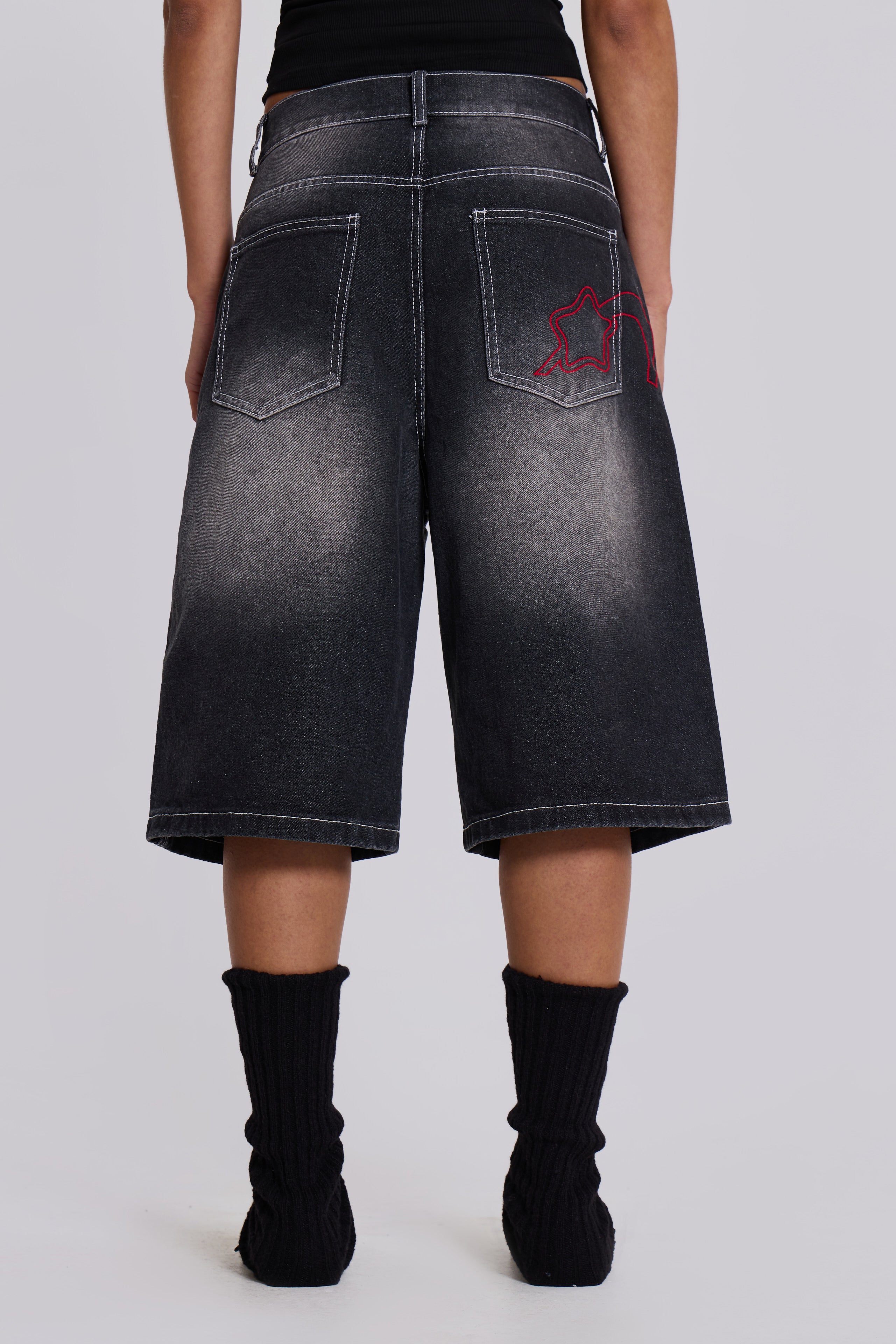 Shop Washed Black Jumbo Jorts Jaded London Clothing shop-washed-black-jumbo-jorts-jaded-london-clothing