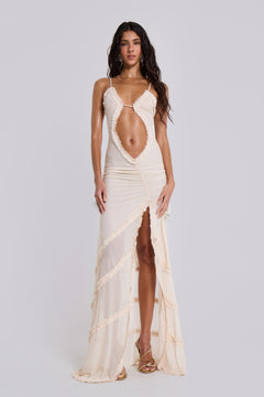 Fatale Maxi Dress In Vanilla - UK 4 / Cream