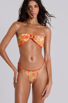 Mari Whipstitch Bikini Bottoms With Rattan Trim - UK 16 / Multi