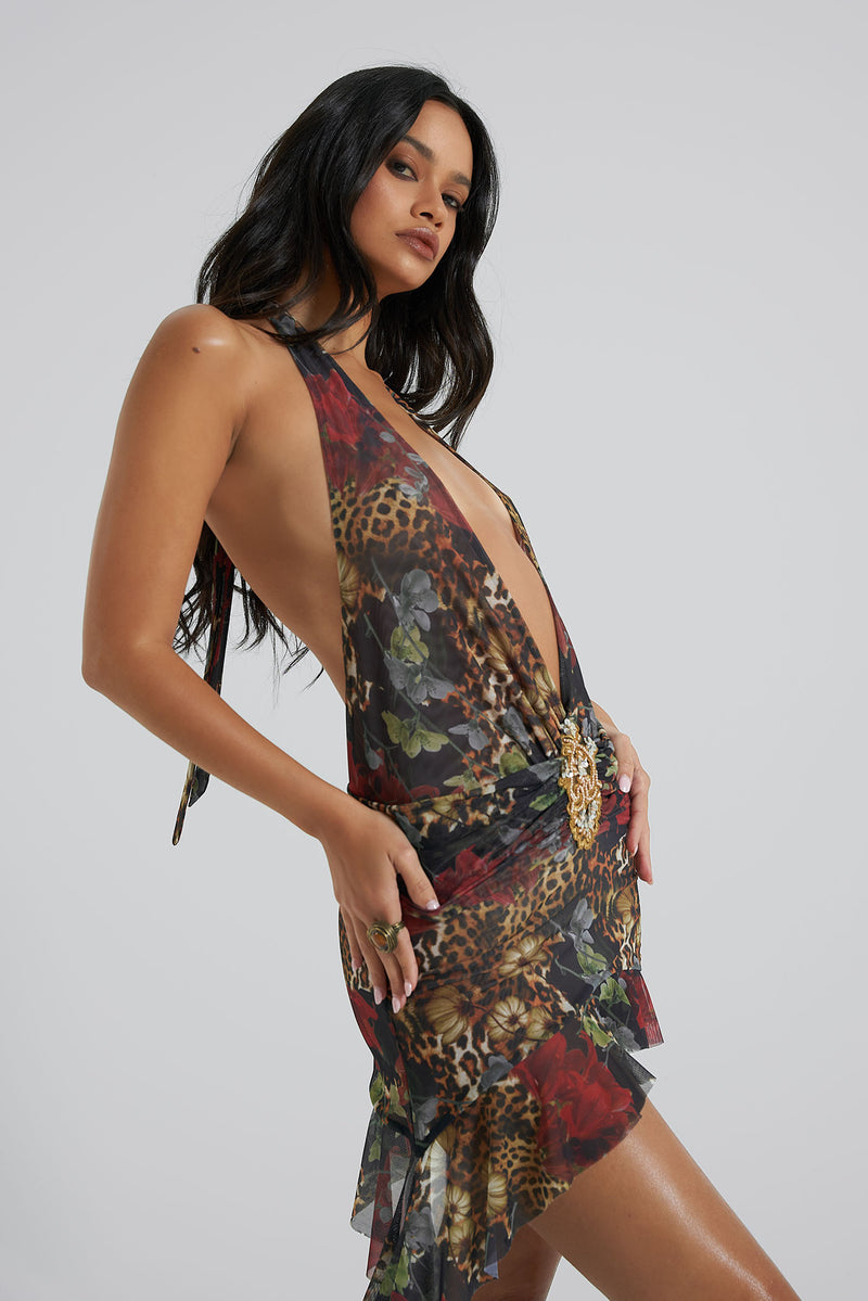 cindy plunge mini dress in floral Jaded London Cindy Plunge Mini Dress by Jaded London