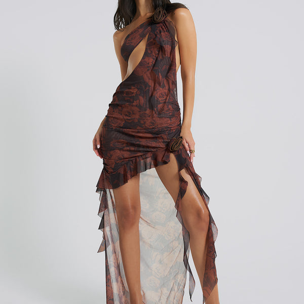 jaded london one shoulder graphic dress Shop Athena Draped Maxi | SCXL000007_W_M Color:Yellow Pale 100% Brass30 Degree Machine Off-Shoulder Floral Ruffle Mini