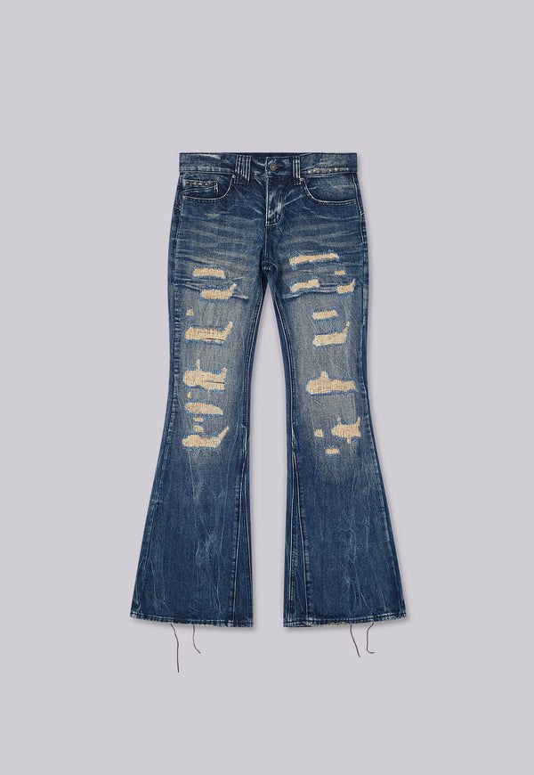 Washed Blue Laced Bootcut Jeans