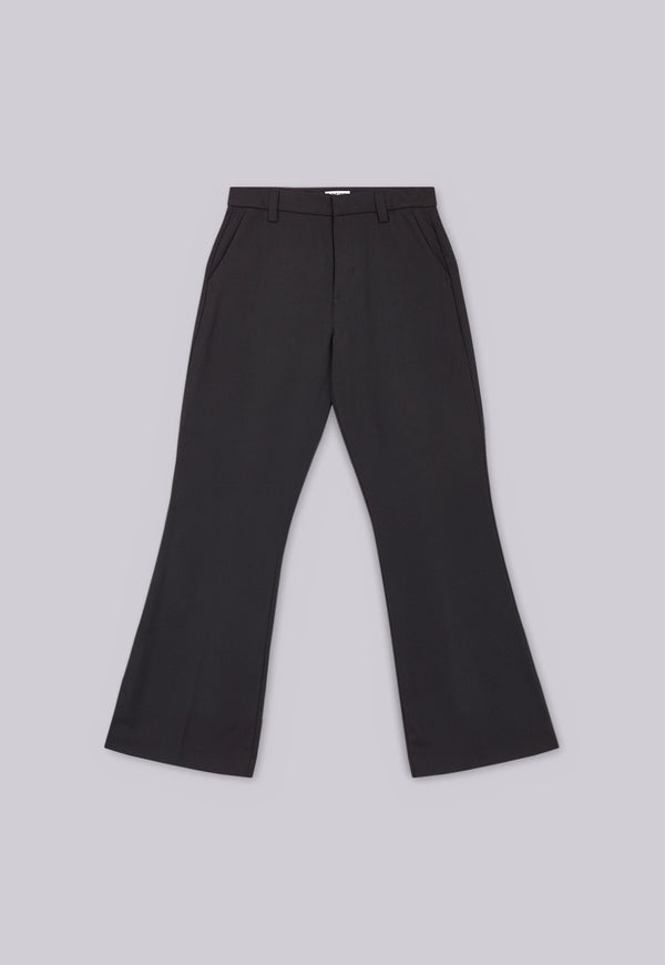 Black Stacked Bootcut Suit Pants