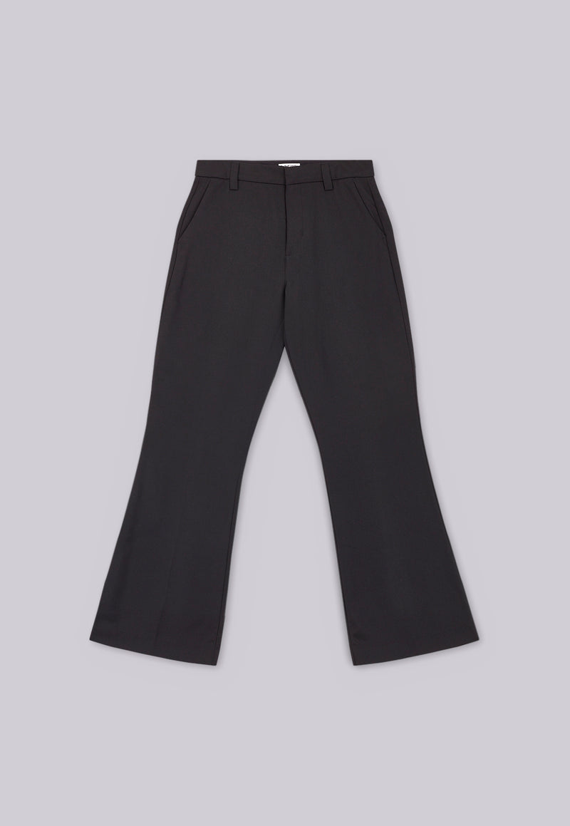 Black Stacked Bootcut Suit Pants