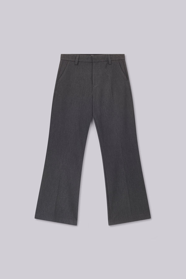 Grey Stacked Bootcut Suit Pants