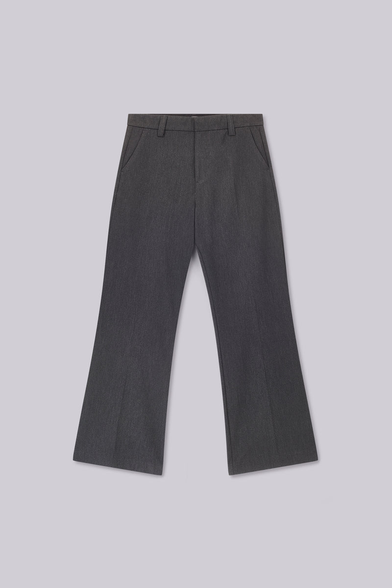 Grey Stacked Bootcut Suit Pants