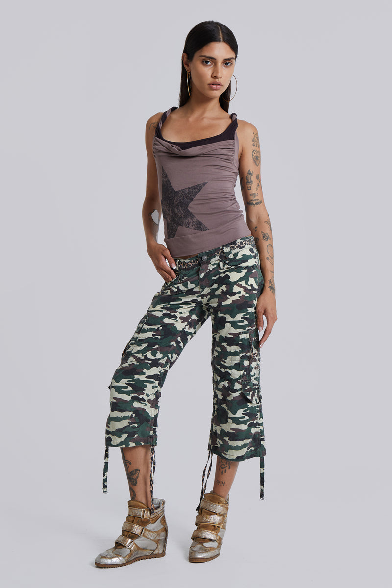 Stella Camo Leopard Cargo Capri Trousers