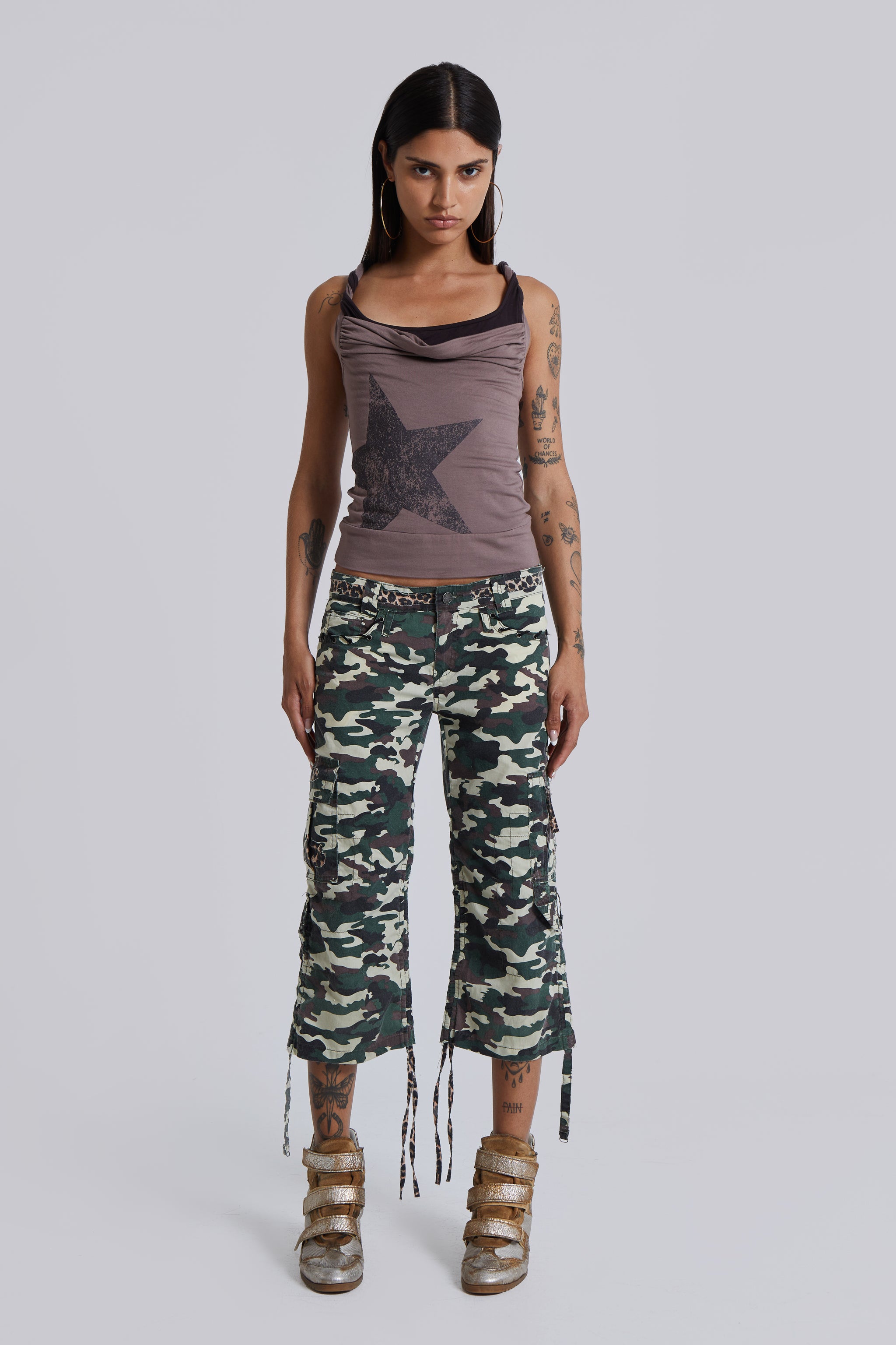 Stella Camo Leopard Cargo Capri Trousers