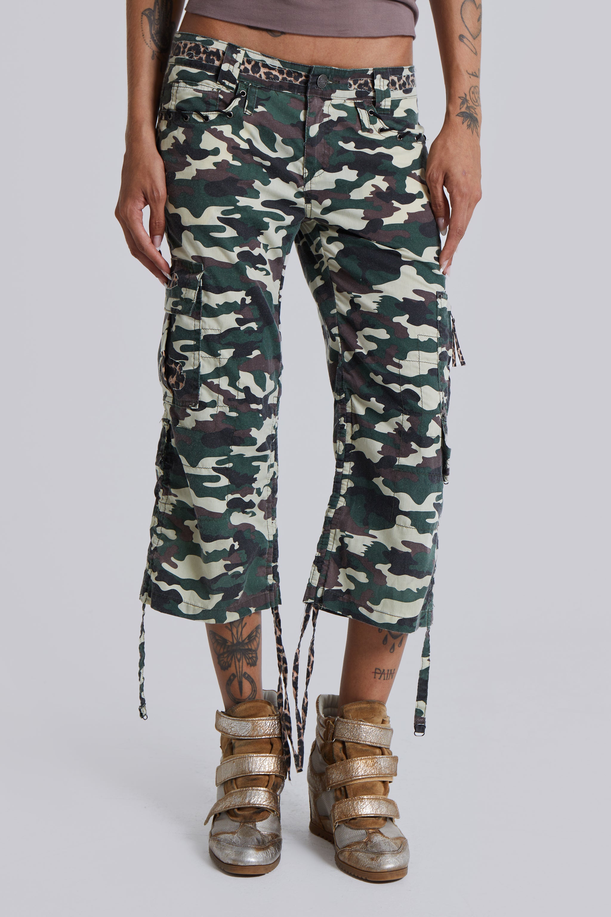 Stella Camo Leopard Cargo Capri Trousers