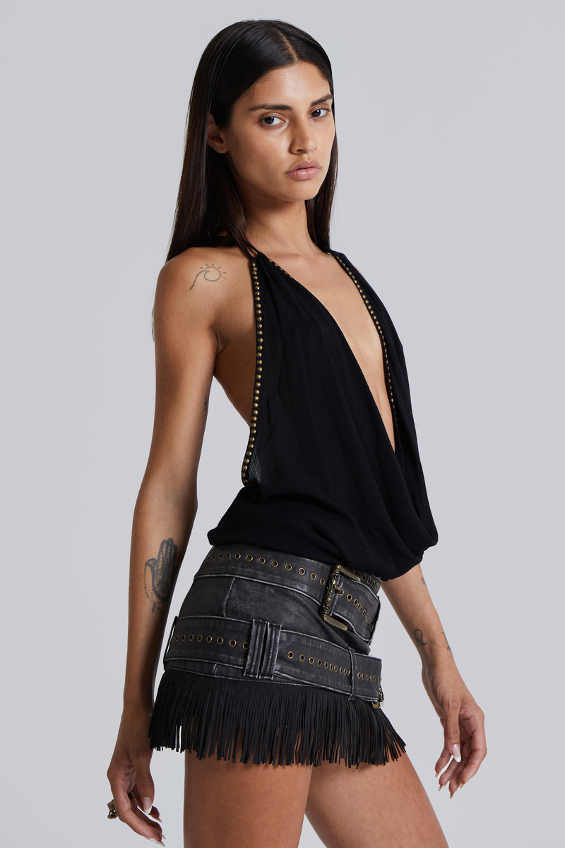 Tatiana Backless Studded Top