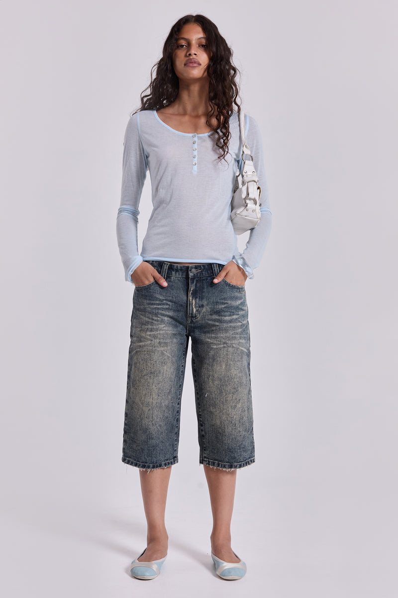 Nia Slim Leg Distressed Jorts