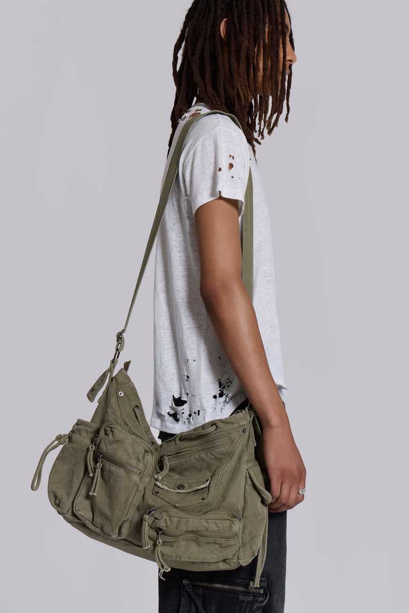 Khaki Military Utility Satchel Bag