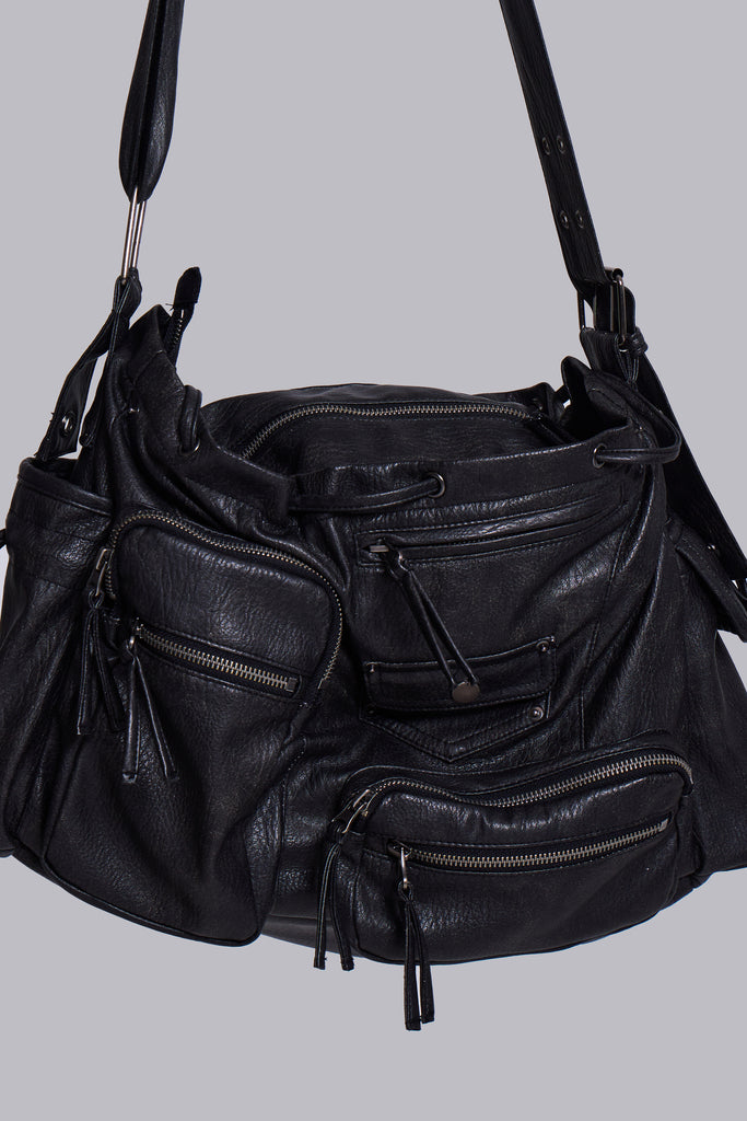 Faux Leather Utility Satchel