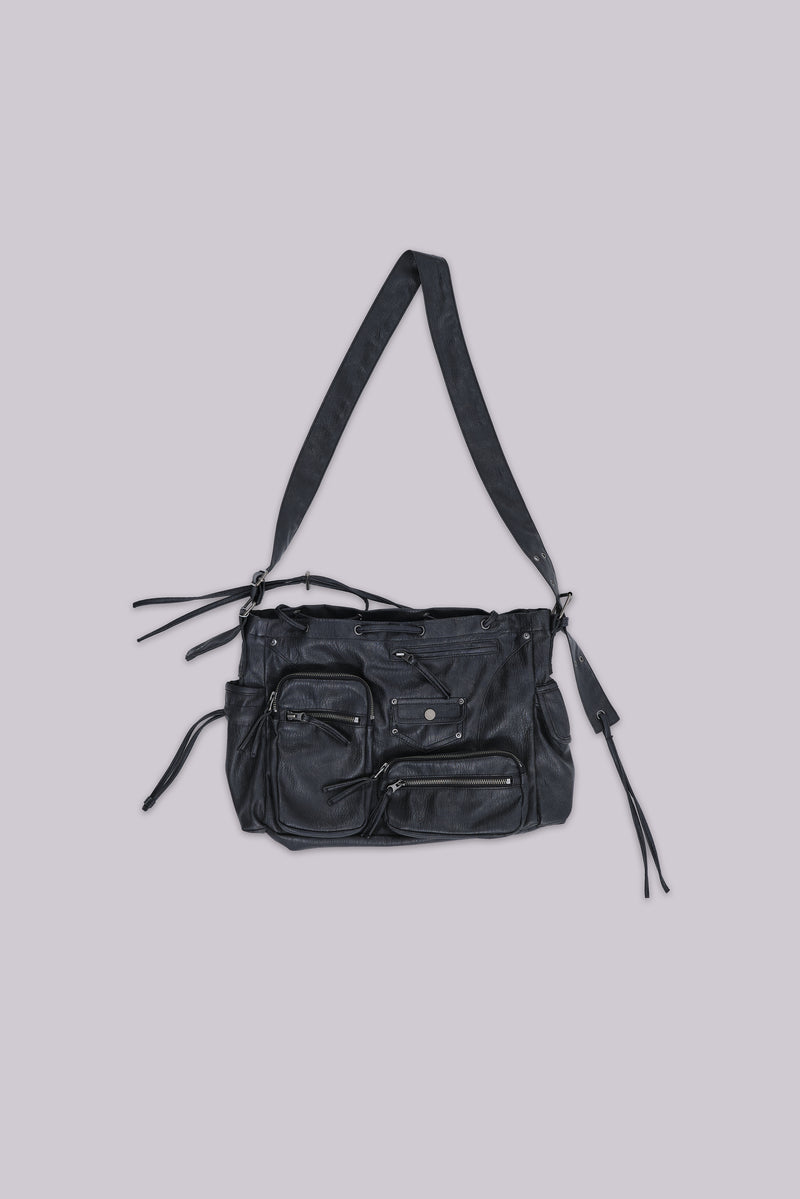 Faux Leather Utility Satchel