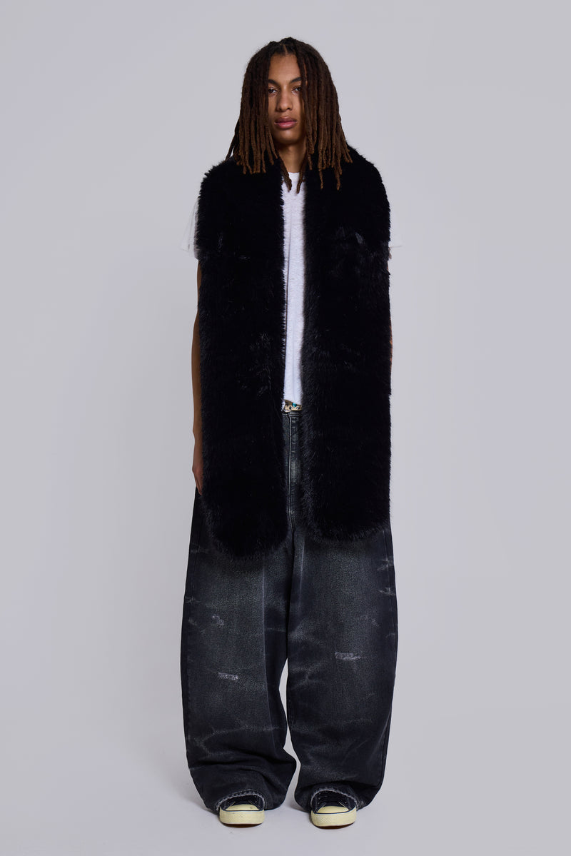 Black Cara Faux Fur Scarf