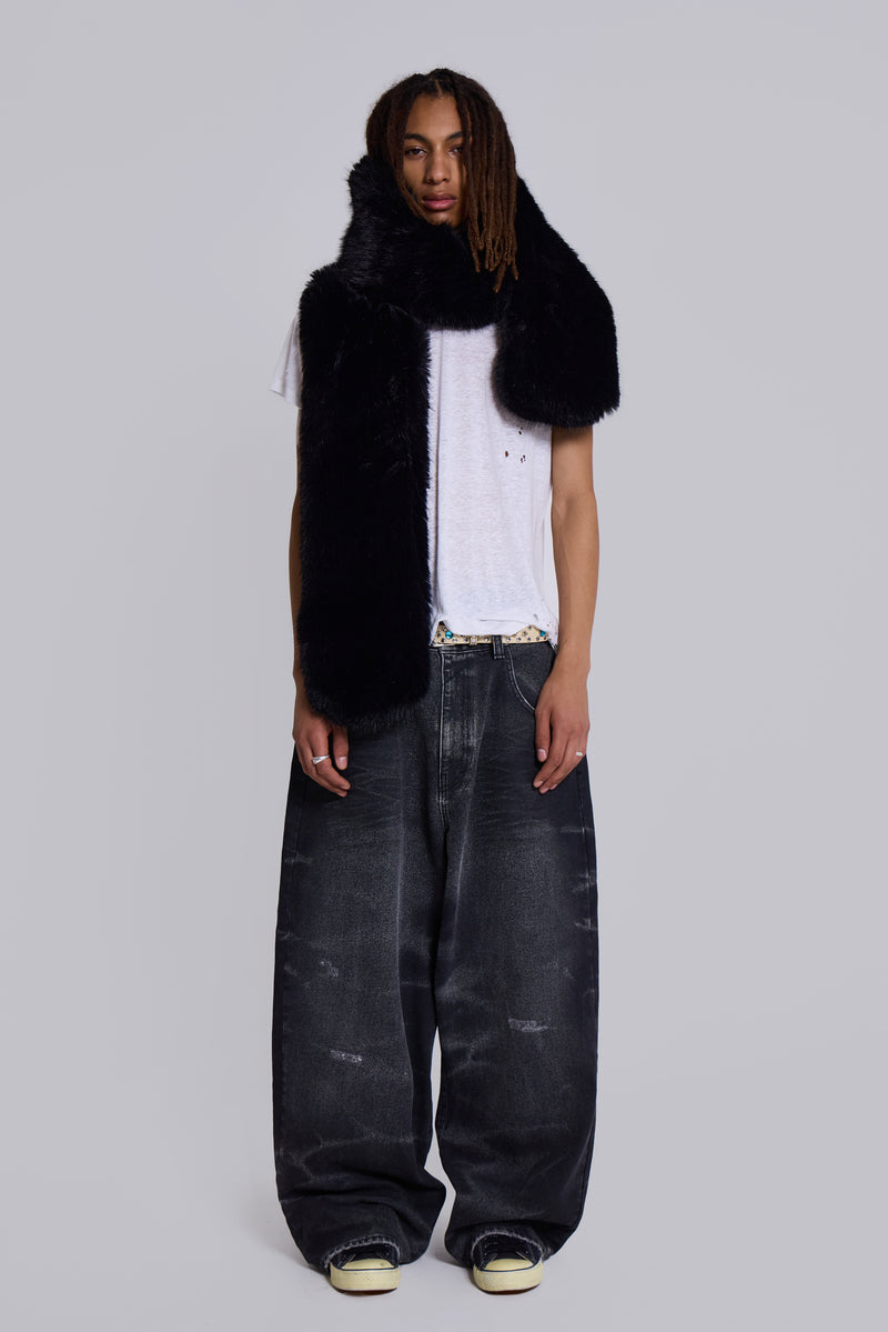 Black Cara Faux Fur Scarf