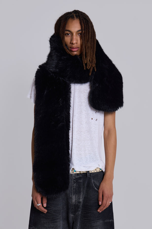 Black Cara Faux Fur Scarf