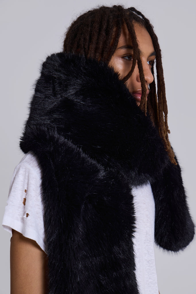 Black Cara Faux Fur Scarf