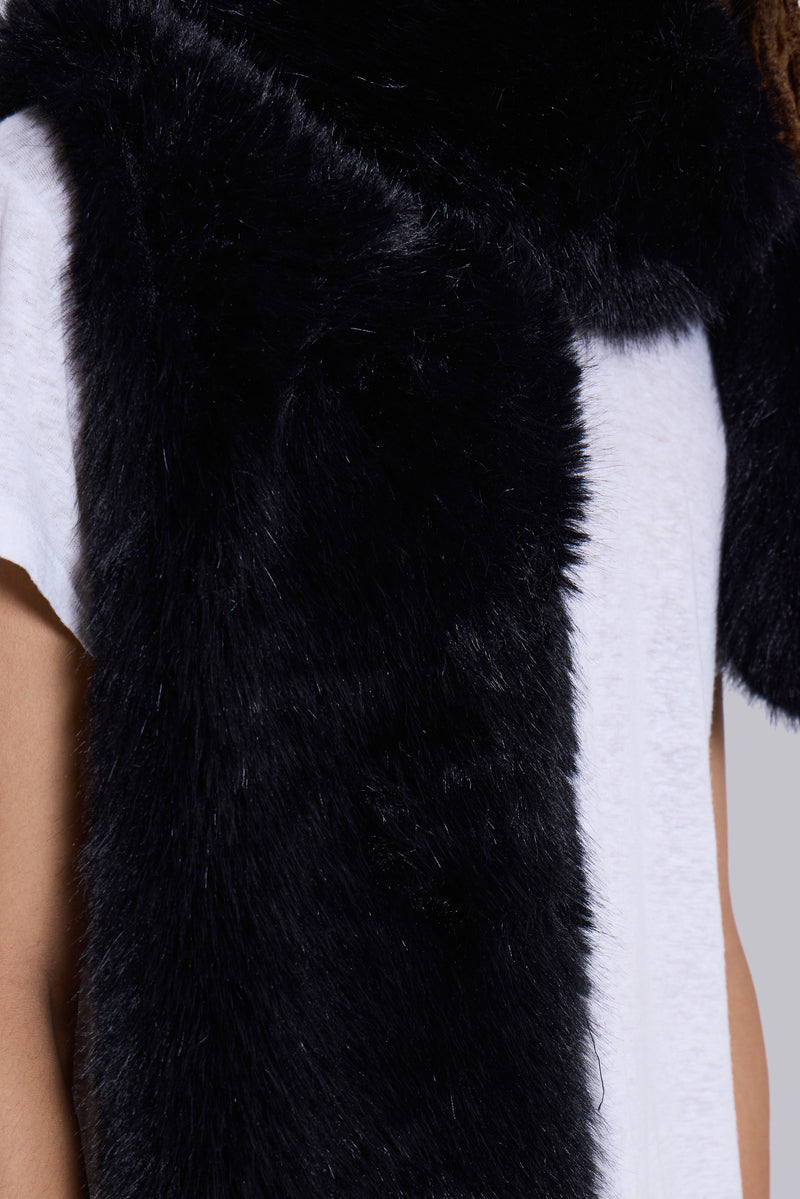 Black Cara Faux Fur Scarf