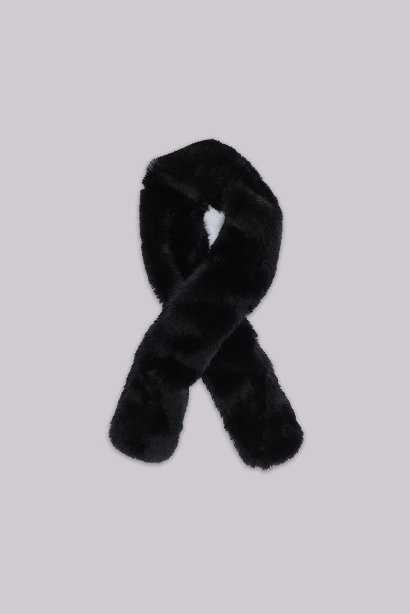Black Cara Faux Fur Scarf