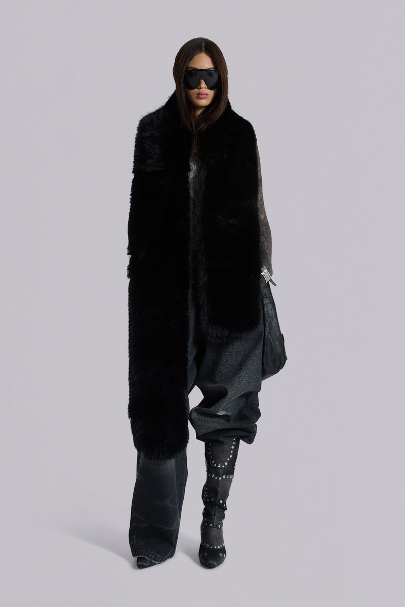 Black Cara Faux Fur Scarf