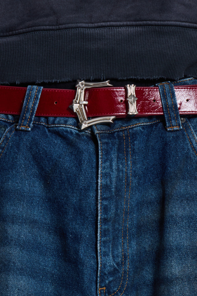 Burgundy Strike Metal Belt | Jaded London | Accessories Burgundy Strike Metal Belt | Jaded London | Accessories