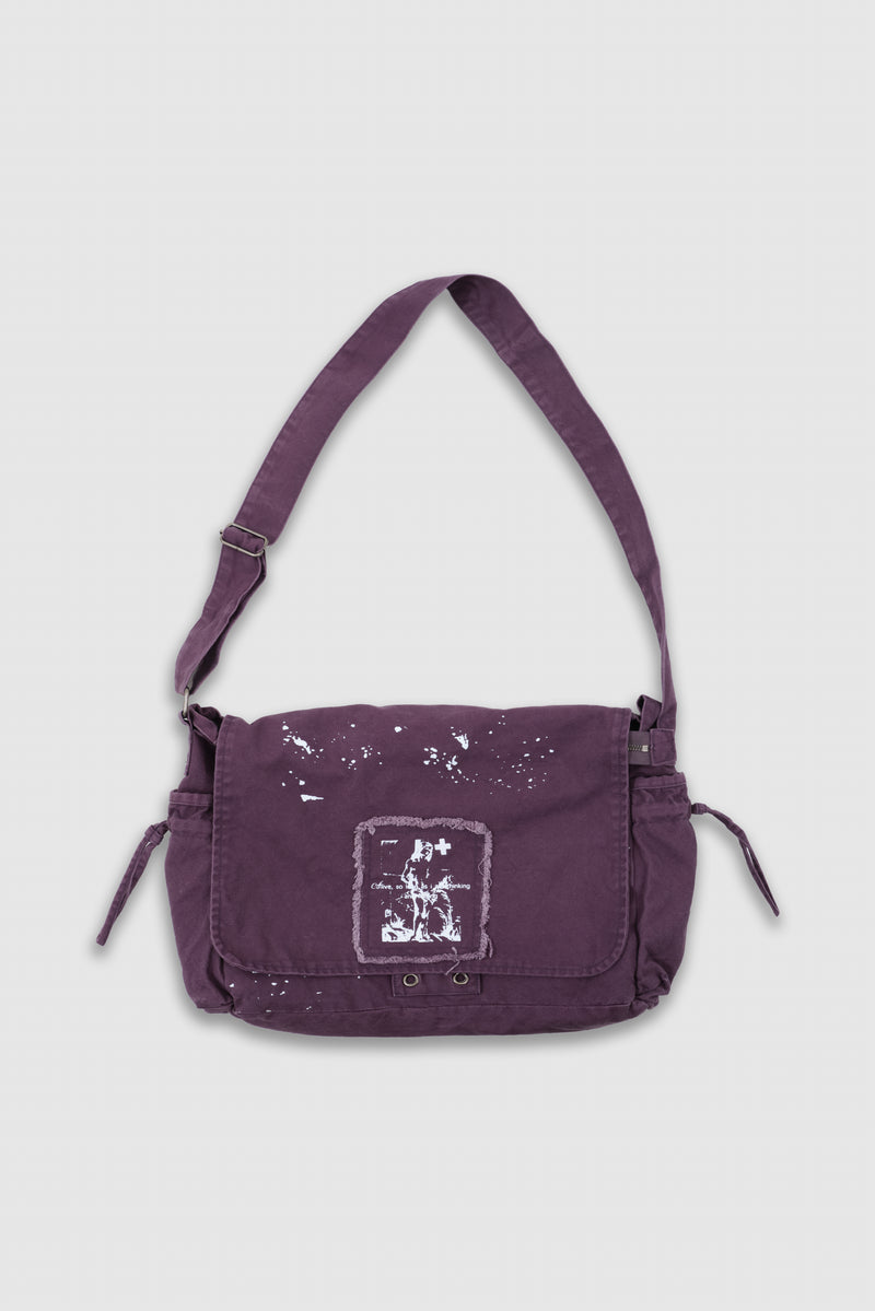 Thinking Purple Paint Splattered Messenger Bag