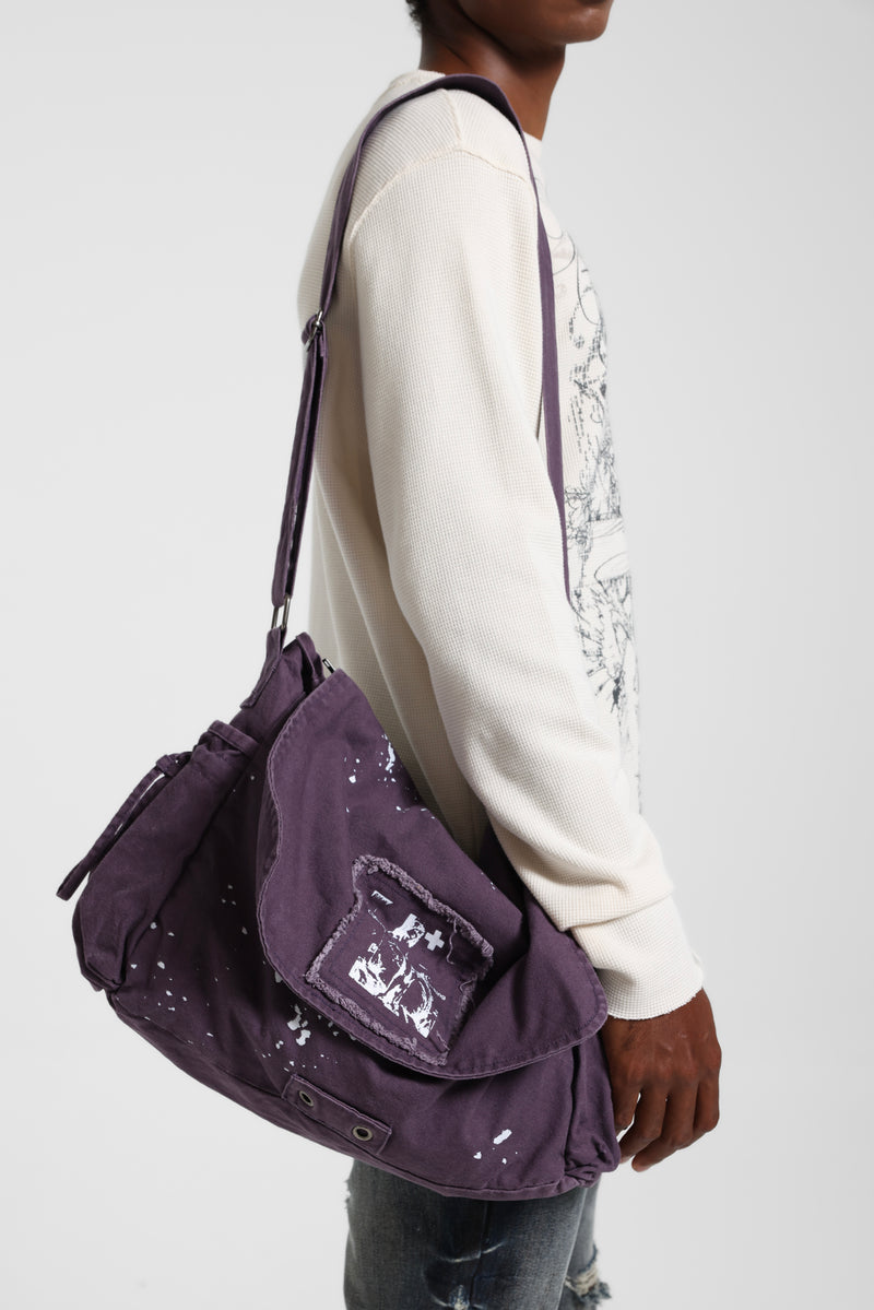 Thinking Purple Paint Splattered Messenger Bag