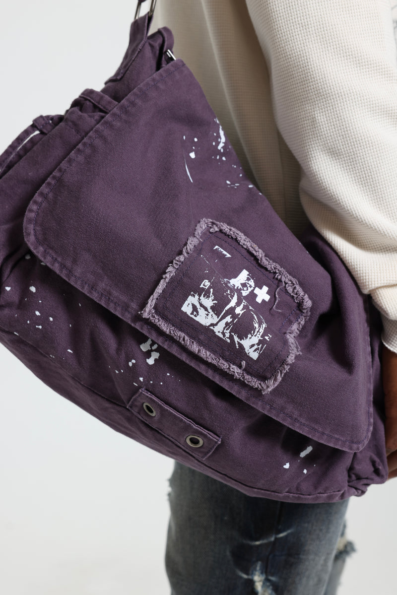 Thinking Purple Paint Splattered Messenger Bag
