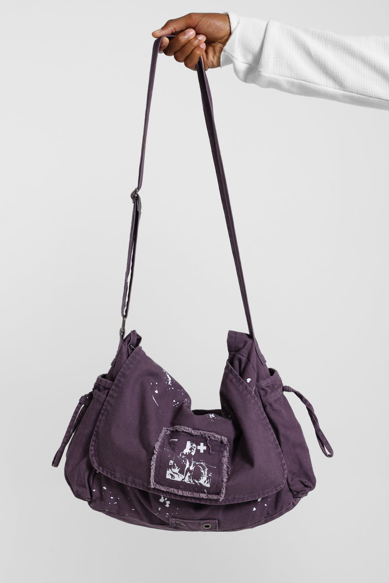 Thinking Purple Paint Splattered Messenger Bag