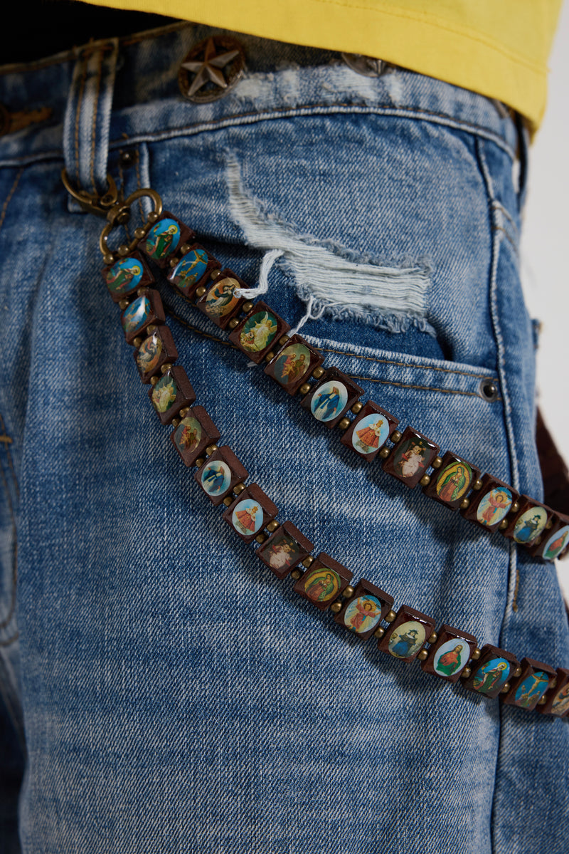 Prayer Wooden Bead Wallet Chain