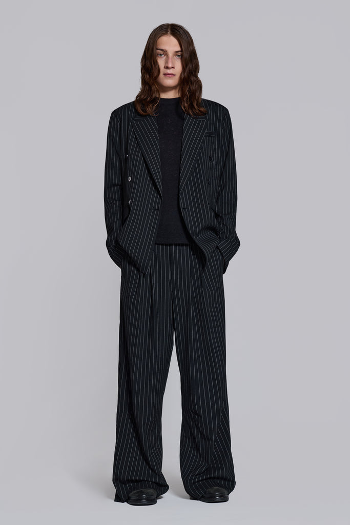 Goliath Pinstripe Double Breasted Boxy Blazer