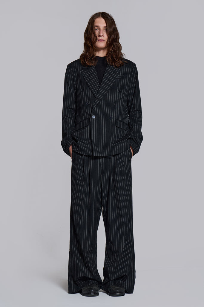 Goliath Pinstripe Double Breasted Boxy Blazer