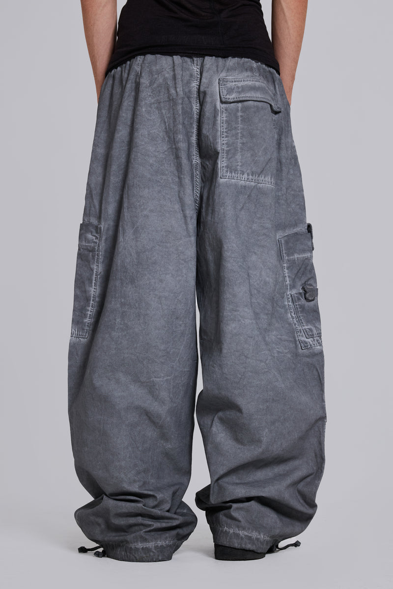 Shop Black Oil Wash Parachute Pants | Jaded London | Clothing