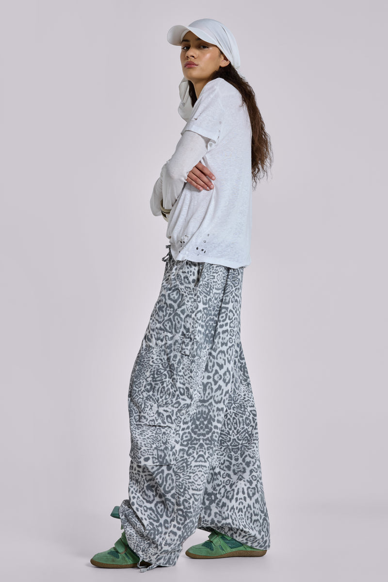 Snow Leopard Parachute Pants