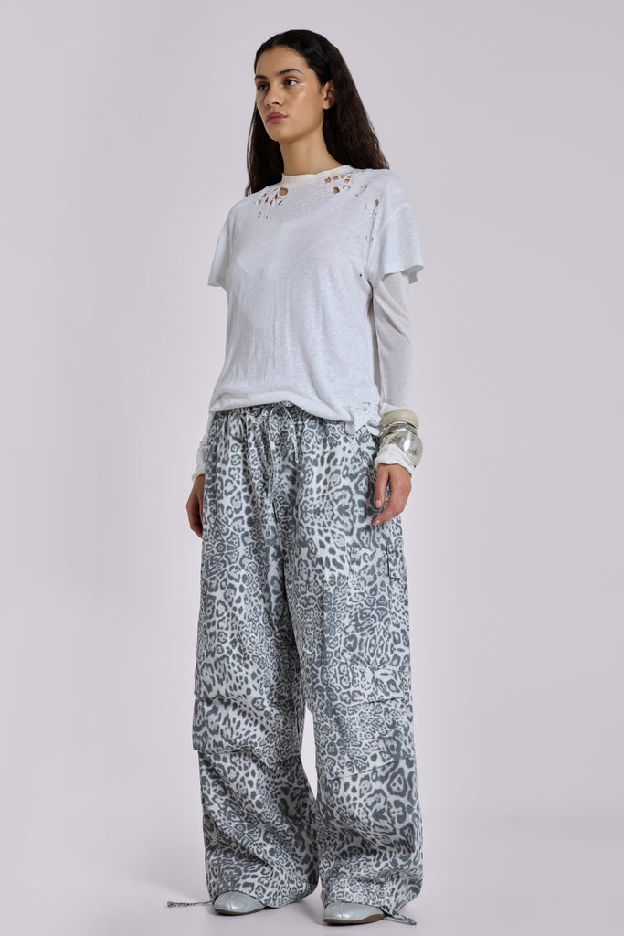 Snow Leopard Parachute Pants