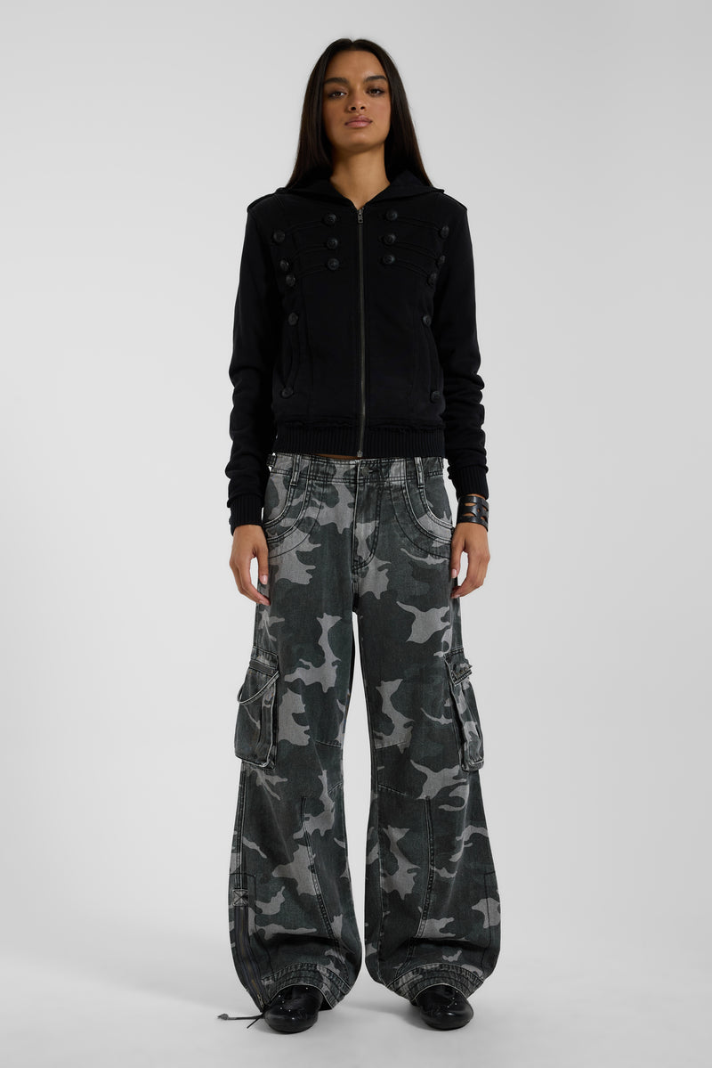 Washed Black Trooper Camo Cargo Pant