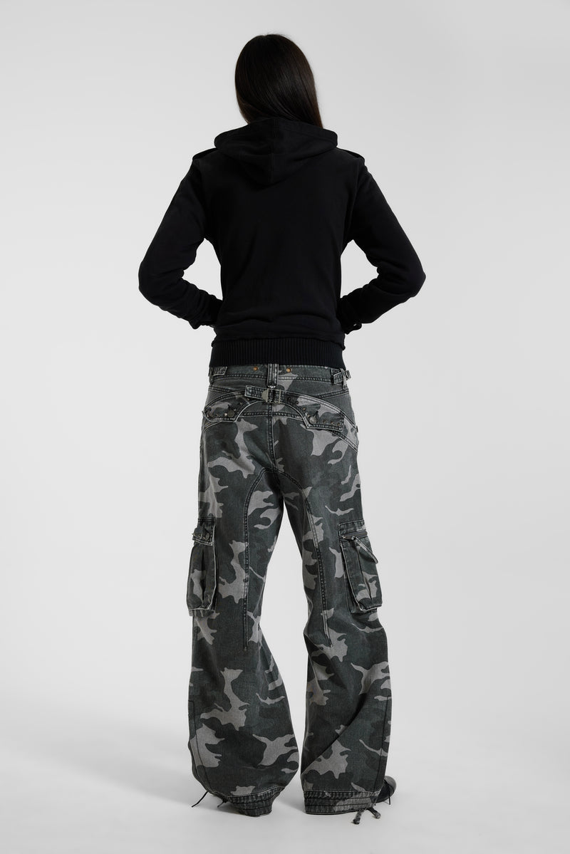 Washed Black Trooper Camo Cargo Pant