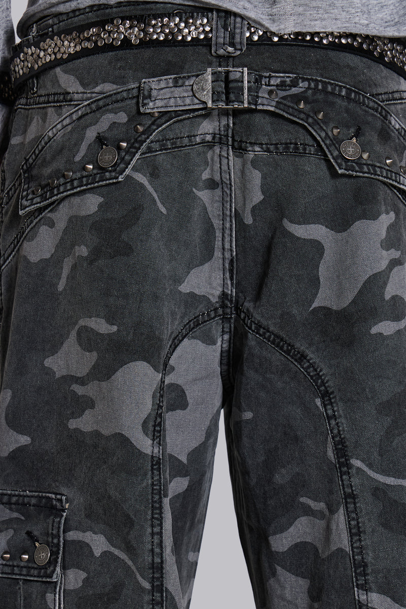 Washed Black Trooper Camo Cargo Pant