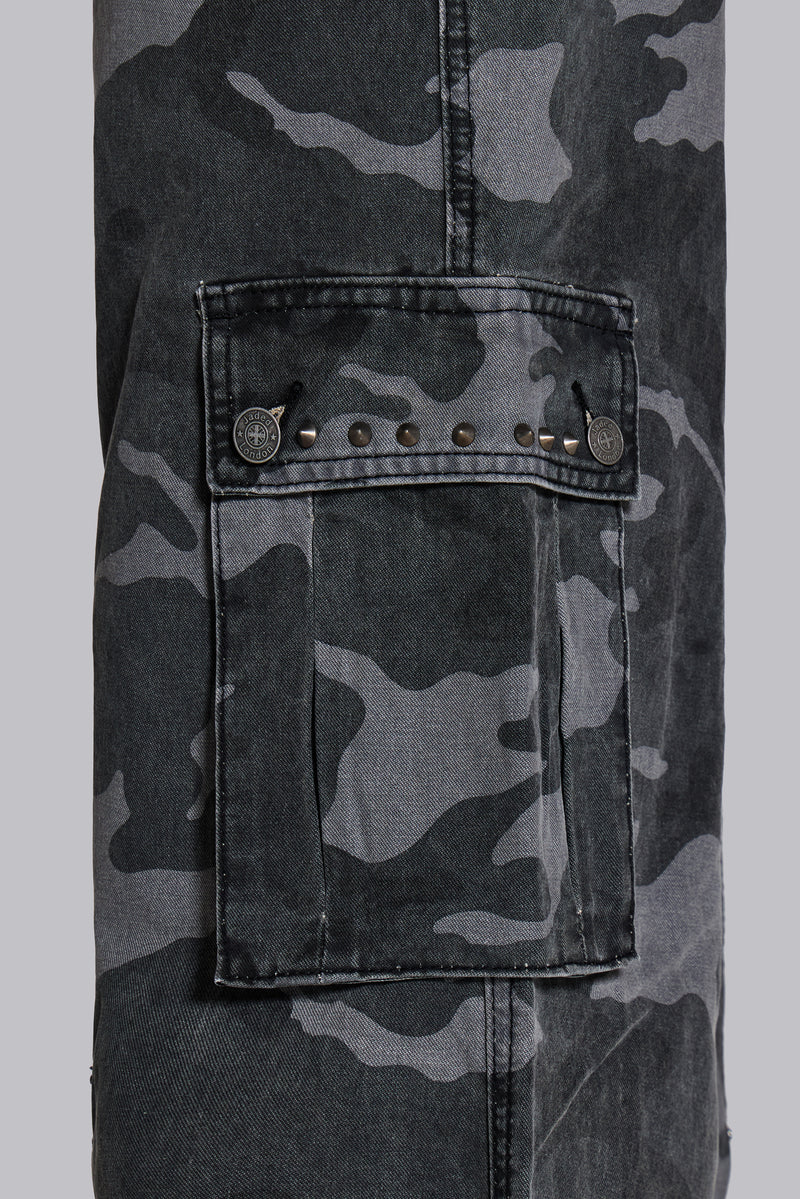 Washed Black Trooper Camo Cargo Pant | Jaded Man